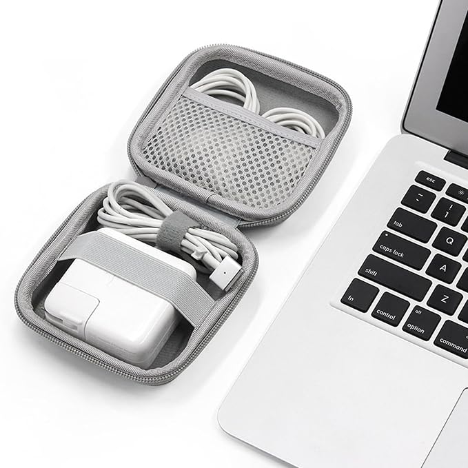 Small Travel Carrying Storage Case, 4.4"x4.4" Charger Organizer, Pouch compatible with MacBook Power Adapter, Laptop Accessories Cables, Cords, USB Drives, Earphones | Portable travel pouch, holds MacBook power adapter, cables, USB drives, earphones an... - Image 6