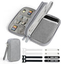 Double Layer Electronics Organizer Tech Pouch for Chargers, Gray | Water-resistant Oxford fabric, 8 compartments for 3ft+ cords and compact 7.87x4.72x1.97in design. Includes 8 cable ties. by Woyinger
