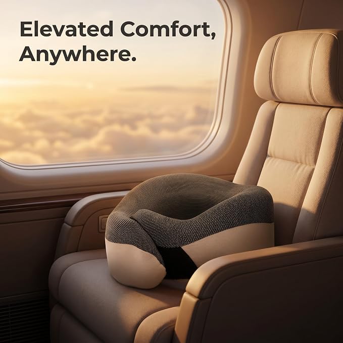 Travel Neck Pillow for Airplanes, Bamboo Charcoal Memory Foam | 360° Chin Support, Neck Pillow for Long Flights, Removable & Washable Cover, Travel Kit Included, 2 Color - Image 9