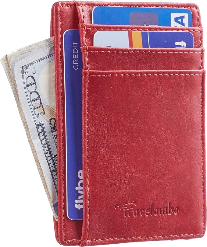 Travelambo Slim Wallet Front Pocket Minimalist Leather RFID Blocking Medium Size - Image 2