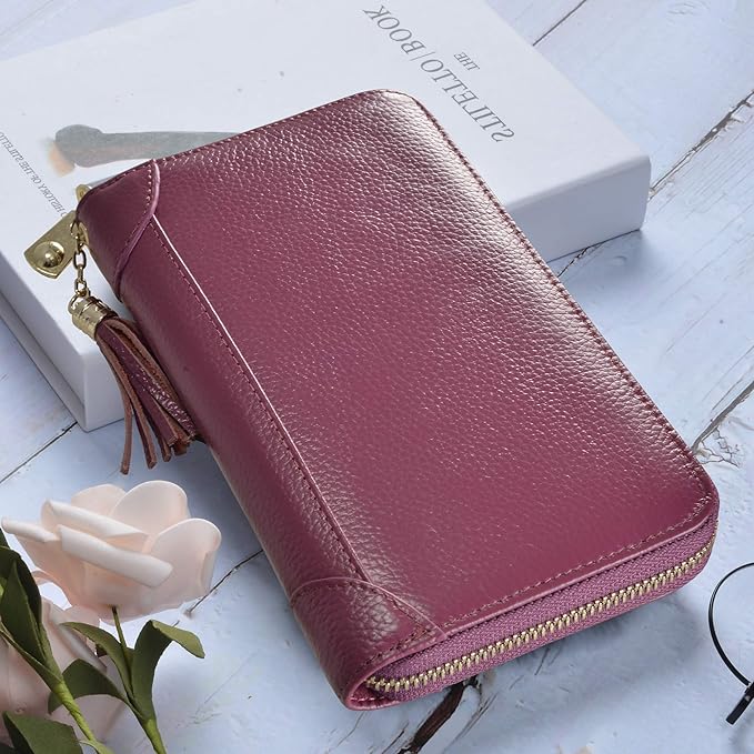 Easyoulife Credit Card Holder Wallet Womens Zipper Leather Case Purse RFID Blocking - Image 2