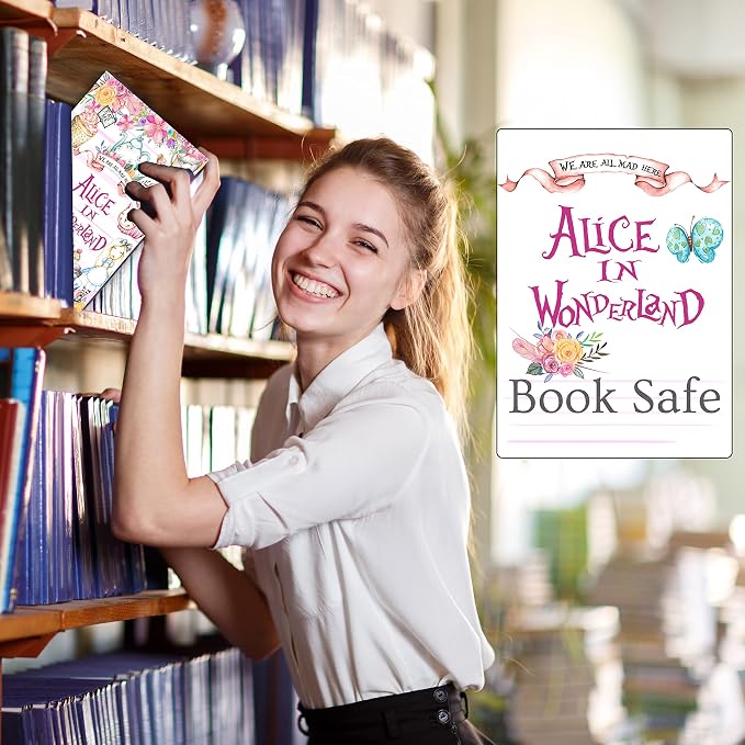 Alice in Wonderland Diversion Safe with Real Pages, Combination Book Safe | Hidden safe box and hollow storage compartment for cash money. Decorative book box stash case for passport savings. - Image 2