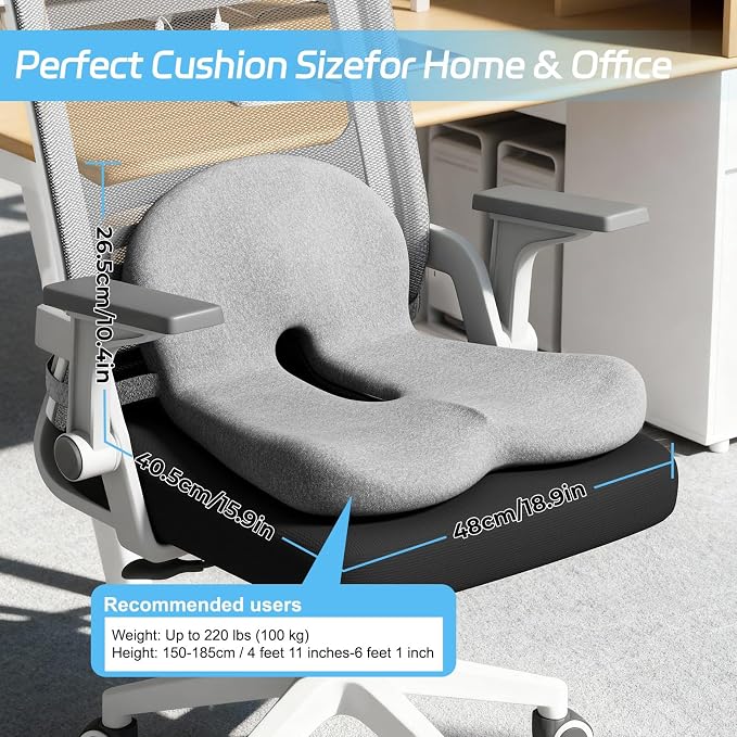 Truck Driver Seat Cushion, Memory Foam L-Shaped Ergonomic Cushion for Office Chairs, Comfort & Support for Long Sitting - Image 2