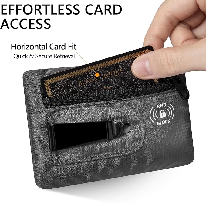 KOSMCCO RFID Blocking Clip Stash Pocket Travel Belt Wallet, Grey, Medium | Compact Hidden Design, For Cards & Cash, Slim Pickpocket-Proof, Everyday Carry - Image 6