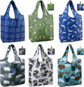 BeeGreen Animal Reusable Shopping Bags Cute Grocery Bag 6 Pack, Christmas Gift Bags Heavy-Duty Foldable Shopping Totes for Supermarket, Work & Travel, Large Washable Polyester Tote Bag with Handles by BeeGreen