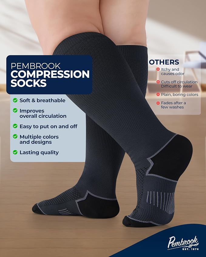 Pembrook Plus Size Compression Socks for Women Wide Calf - 3 Pairs, 20-30mmHg Extra Wide Calf Compression Socks, Up to 4XL - Image 3