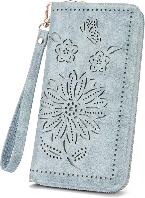 RFID Wallet Women Large Capacity Sunflower Wristlet Wallets for Women Clutch Ladies Cell Phone Purse by HAYRVANE