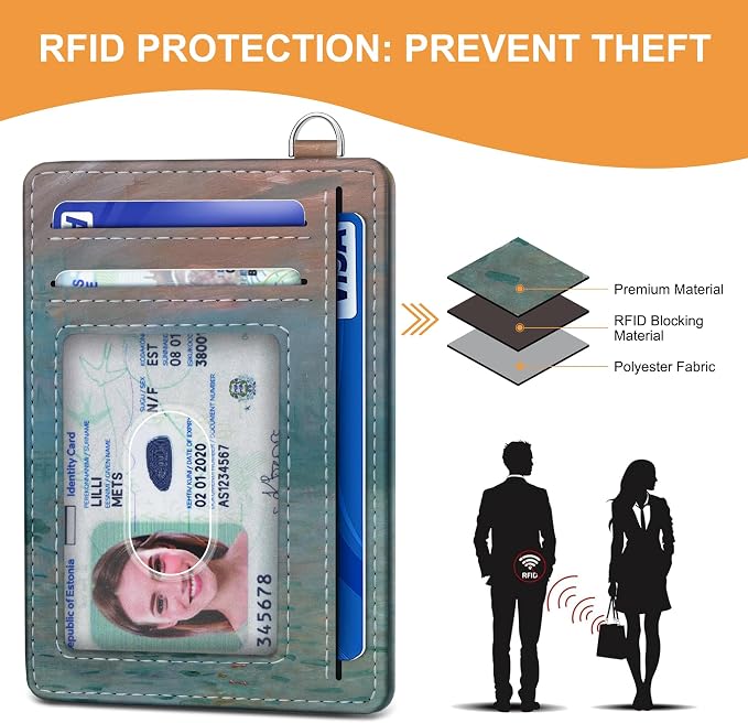 SEAVILIA Small Credit Card Holder for Women, Slim RFID Blocking Wallet | Cute Mini ID Card Case, Thin Minimalist Pocket Wallet, Gift for Girls, Boat - Image 5