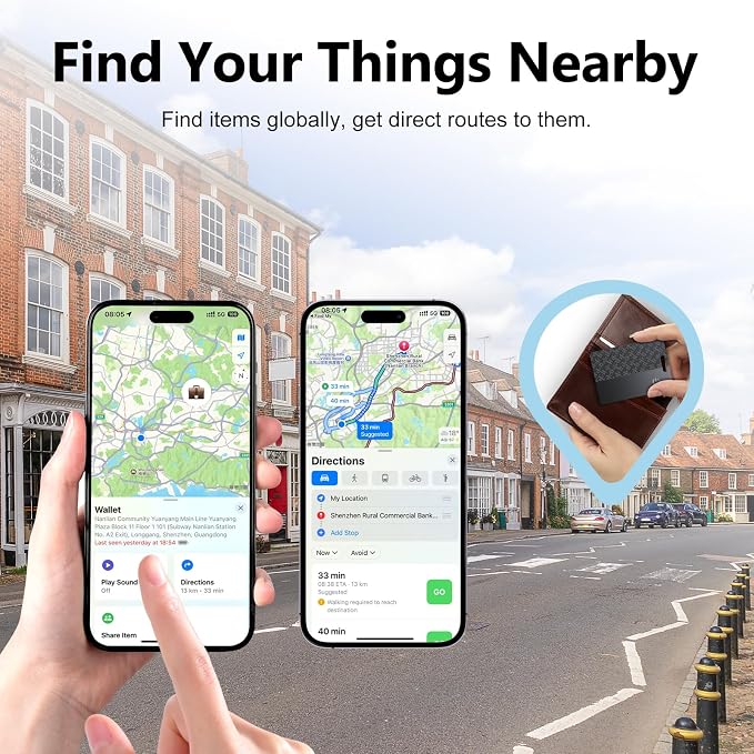 Ultra-Thin Wallet Tracker Card(iOS Only), Bluetooth Tracker Smart Card for Apple Find My iPhone Wallet GPS Tracker, Supports Wireless Charging, 10 Years Battery for Luggage, Wallets, Classic Black - Image 6