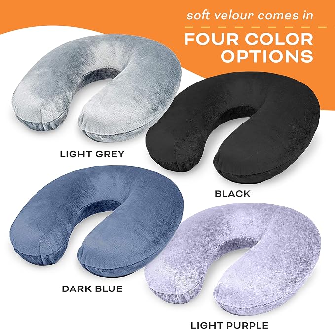 Travel Neck Pillow Washable Cover Comfortable Memory Foam Airplane Travel Accessories Essentials Plane Neck Support Pillow for Neck Pain Relief and Sleeping Grey - Image 7