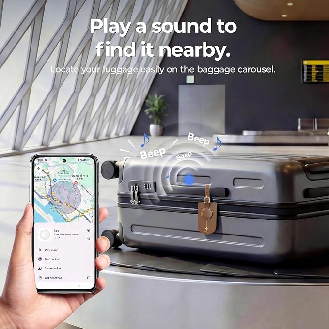 MiLi Smart Bluetooth Luggage Tracker Tag for iOS & Android | Works with Apple Find My & Google Find Hub, Anti-Lost Leather Travel Locator for Suitcase, Backpack & Gear, Brown - Image 7