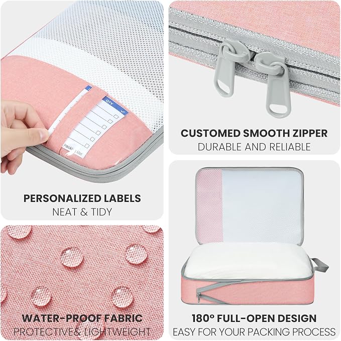 Compression Packing Cubes for Travel, Lightweight Vacation Travel Essentials, Travel Accessories for Suitcase Organizer Bags Set, Durable Luggage Organizer - Image 6