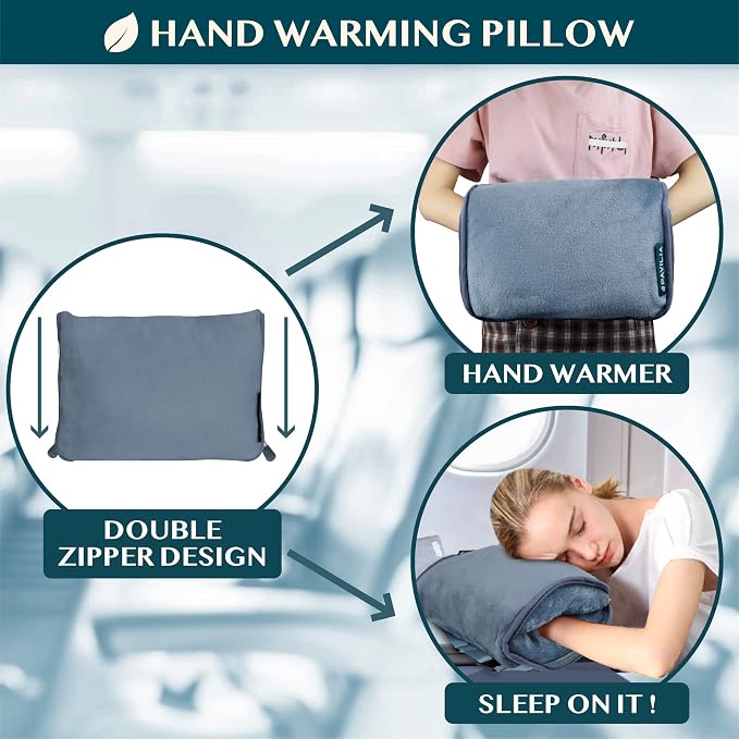 PAVILIA Travel Blanket Pillow, Soft Airplane Blanket 2-IN-1 Combo Set, Plane Blanket Compact Packable, Flight Essentials Car Pillow, Travelers Gift Accessories Luggage Backpack Strap, 60x43 Slate Blue - Image 4