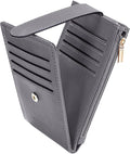 Chelmon Women's RFID Slim Card Holder Wallet | Thin Bifold Multi Card Case with Zipper Coin Pocket Purse for Women(Light Grey Smooth) by Chelmon