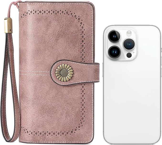 SENDEFN Wallets for Women Leather Credit Card Holder with RFID Blocking Large Capacity Wristlet | with RFID Blocking - Image 5