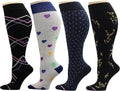Dr. Motion 4 Pairs Women's Plus Size Wide Calf Compression Knee High Socks Graduated Support by Dr.+Motion