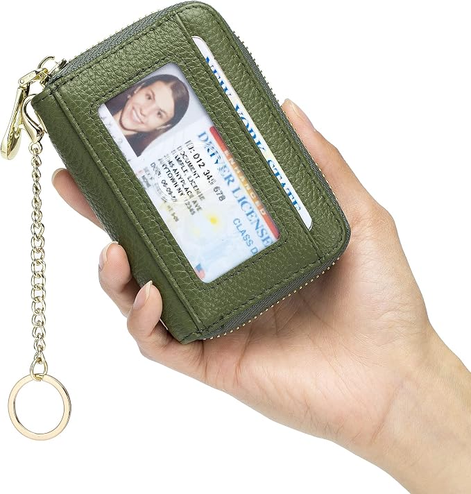 imeetu Rfid Credit Card Holder, Businese Card Case, Wallet for Women Men | Genuine Leather Card Wallet with id Window, Keychain & Double Zipper, Water-resistan Small Wallet with Gift Box, Daily Travel - Image 6