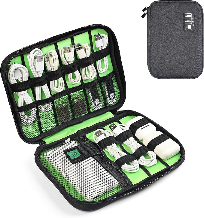 Travel Cable Organizer Bag, Flat Cord Organizer Case | Travel Essentials for Wire/Cord/Charger/Cable Storage/Tech Accessories/Tech Gifts by Luxtude