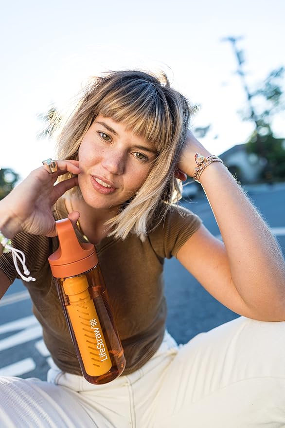 LifeStraw Go Series BPA-Free Water Filter Bottle, 22 oz, Kyoto Orange | Plastic Water Filter Bottle for Travel and Everyday use removes Bacteria, parasites and microplastics, Improves Taste - Image 5