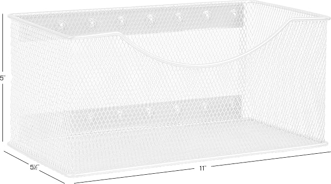 Ybmhome Wire Mesh Magnetic Storage Basket, Trash Caddy, Container, Desk Tray, Office Supply Organizer Silver for Refrigerator/Microwave Oven or Magnetic Surface in Kitchen or Office (2, Large (White)) - Image 2