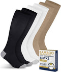 Pembrook® Bamboo Viscose Light Compression Socks - 3 Pairs | 8-15 mmhg Compression Socks | Knee High Comfort Support Socks by Pembrook
