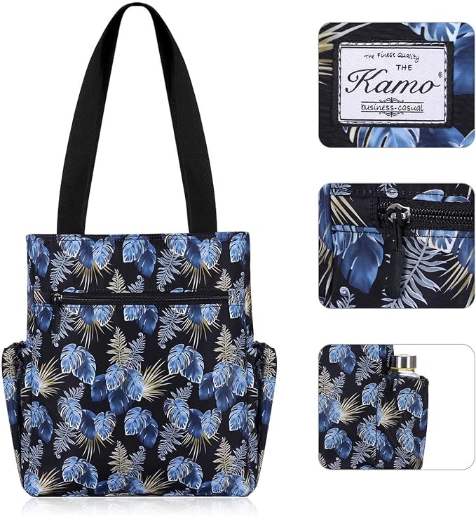 KAMO Floral Tote Bag - Waterproof Lightweight Handbags Travel Shoulder Bag for Hiking Yoga Gym Swimming Travel Beach - Image 4