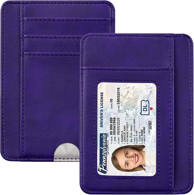 HOTCOOL Card Holder Wallet Front Pocket Minimalist Travel Cute Funny Thin Leather With RFID Blocking Small Credit Card Holder Wallet for Men & Women Girls Organizer Gifts, Lavender Purple by HOTCOOL
