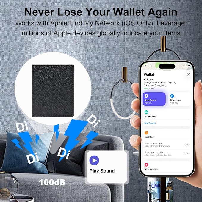 Wallet Tracker Card 2-in-1, Compatible with Apple Find My Only for iOS | Ultra-Slim 2mm Smart Key Finder Tag, Loud Alert Tracking Device for Travel, Luggage, Passport, Backpacks and Purses - Image 3