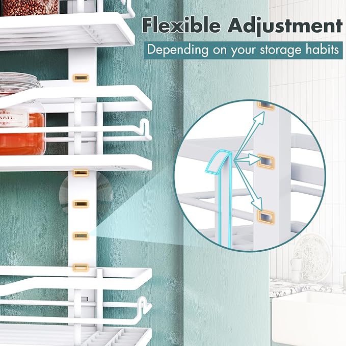 Eastherry Over The Door Pantry Organizer，9-Tier Over The Door Organizer with Adjustable Basket，Metal Hanging Pantry Organizers and Storage for Kitchen, Back of Door Seasoning Rack - Image 5