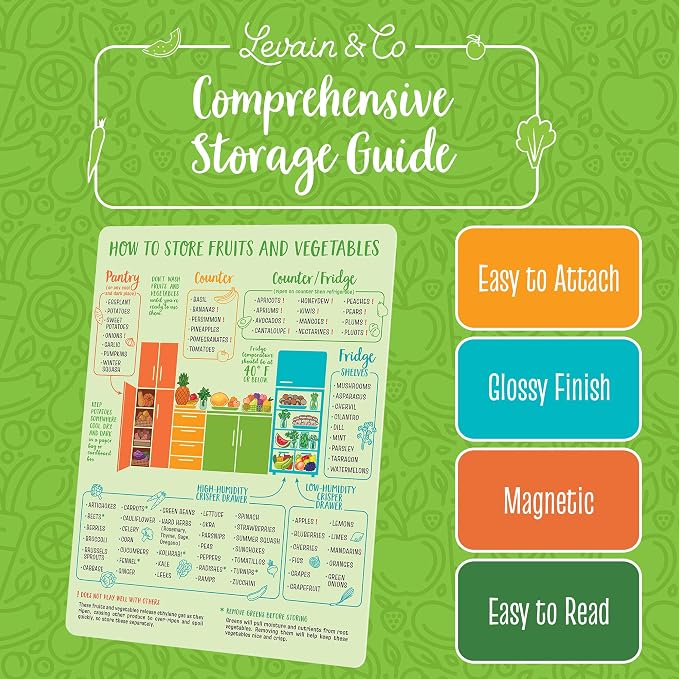 Produce Storage Guide Magnet - Fruit & Vegetable Fridge Chart, Stay Fresh | Keep produce fresh longer - know what's ripe for farmers-market trips and waste less on every grocery run - Image 2