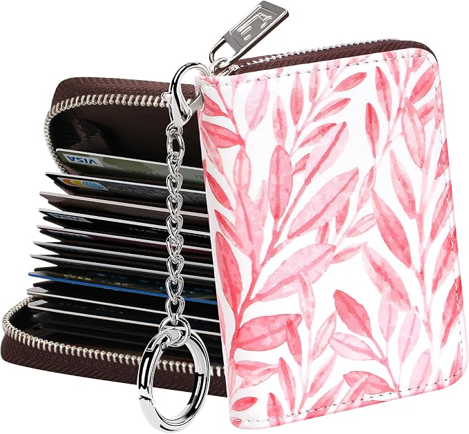 FurArt Zipper Wallet Women RFID Credit Card Holder keychain Wallet | ID Window RFID Blocking Compact Small business 15/16 slots by FurArt