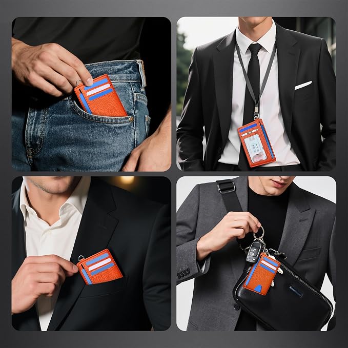 Mayski Slim Wallet, Credit Card Holder for Women, Minimalist Front Pocket RFID Blocking Card Cases, Small Wallet Women Men(Lichee Orange) - Image 8