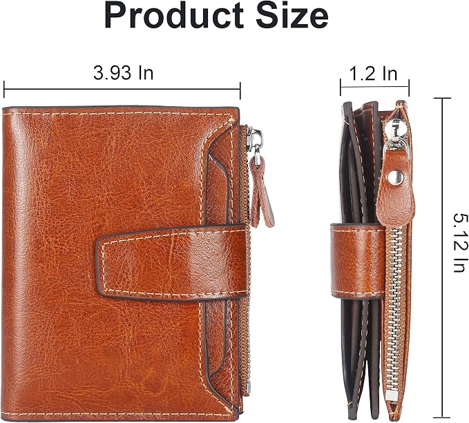 Small Compact Women Wallet RFID Blocking Genuine Leather Bifold Purse with ID Windows - Image 5