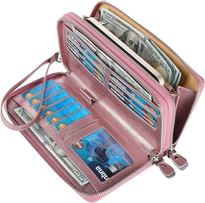 Small Compact Women Wallet RFID Blocking Genuine Leather Bifold Purse with ID Windows - Image 2