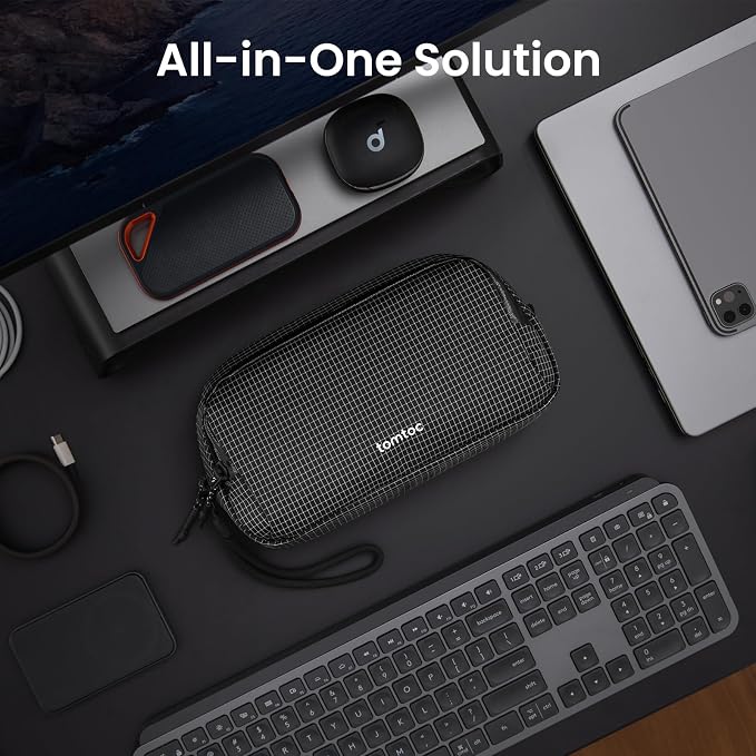 tomtoc Electronic Organizer Travel Case Performance, Dual Compartment Bag | Water Resistant Cable Organization Storage for Charger, Cord, Phone, Hard Drive, Power Bank, Accessories Travel Essentials - Image 3