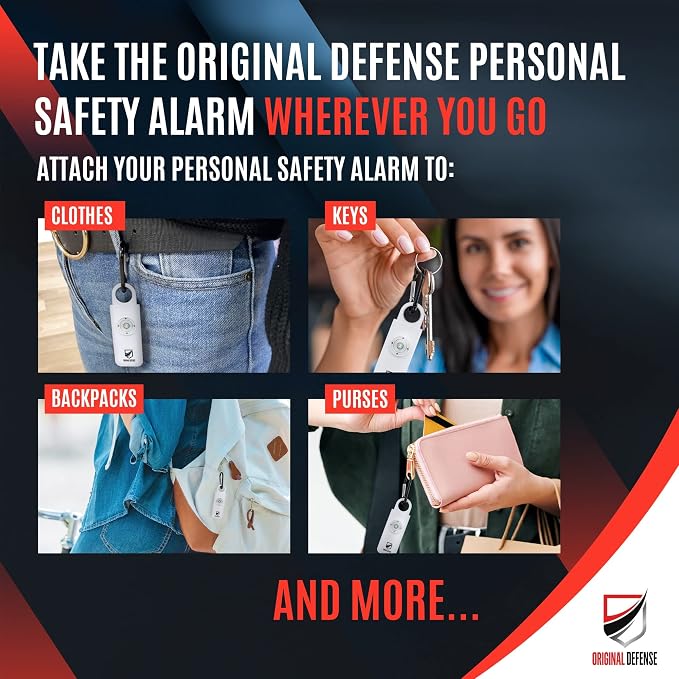 Original Defense® Siren Self-Defense Alarm - 130 dB Keychain Alarm with LED Strobe Light for Women, Children, and Elderly - Police Recommended - (White, 1 Count) - Image 5
