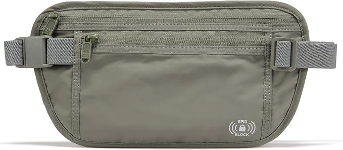 Pander RFID Blocking Travel Money Belt – Hidden Waist Pouch for Passport, Cash, Cards, Slim Belt Bag for Men and Women, by Pander