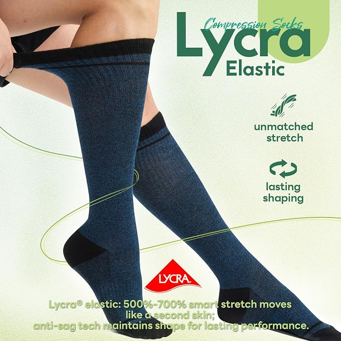 Compression Socks Women & Men, 15-20 mmHg Bamboo Viscose Knee High Soft Support for Flying Travel Daily - Image 4