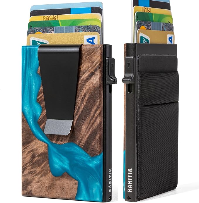 Slim Card Holder Wallet for Men, Minimalist RFID Blocking Pop Up Wallet, Smart Metal Business Card Case Holds 12 Cards, Money Clip, Front Pocket Wallet, Gifts for Men - Image 2