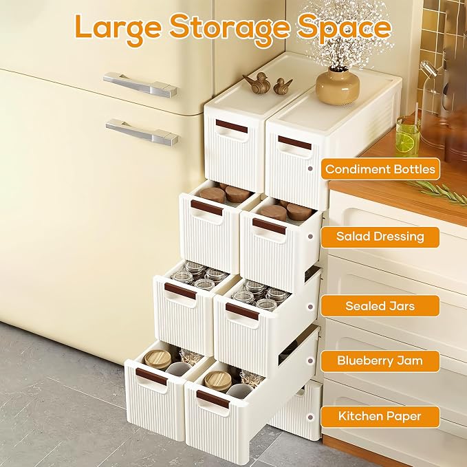 5 Drawers Slim Bathroom Storage Cabinet Dresser, Narrow Plastic Rolling Cart Organizer with Drawers, for Small Spaces, Kitchen, Laundry, Office, Bedroom, White - Image 3