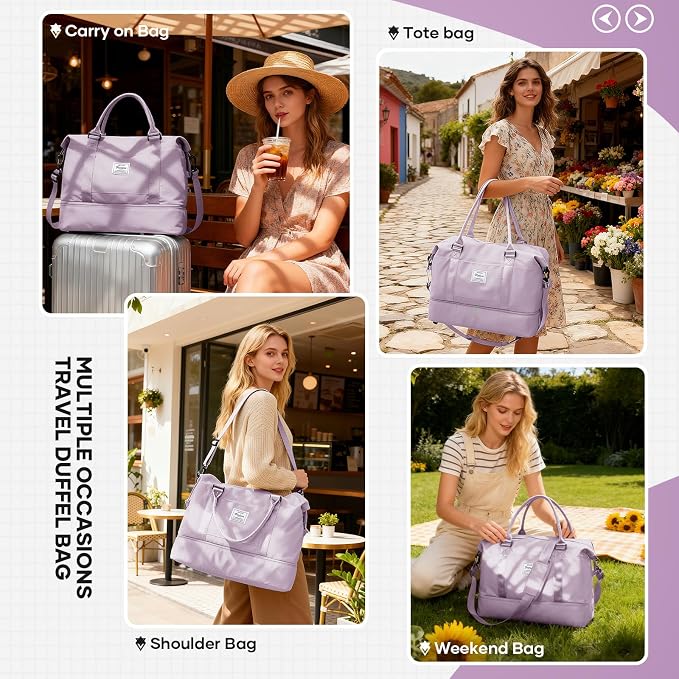 Travel Duffel Bag, Sports Tote Gym Bag, Shoulder Weekender Overnight Bag for Women - Image 8
