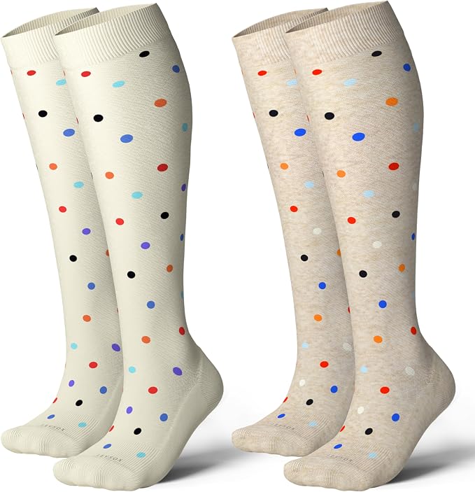 LEVSOX Cotton Compression Socks for Women&Men 20-30mmHg Knee High Cute Support Sock for Nurses Pregnancy Travel by Levsox