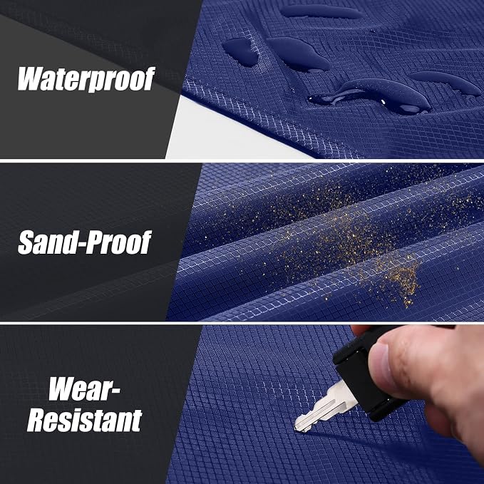 Odoland Sandproof Beach Blanket, Waterproof Portable Mat with Carry Pouch | 71“x63” Quick Drying & Foldable Lightweight Sand Free Beach Mat Tarp for Hiking, Camping, Travel, Blue - Image 2