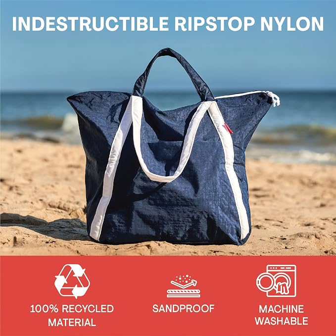 Bodysurf Beach Bag Waterproof Sandproof, Foldable Packable Travel Zip Tote | Pool, boat and swim bag for men and women, XL and medium, 6 colors, zip-top, front pocket, inner wet pouch, recycled nylon - Image 8