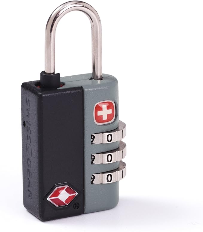 SwissGear TSA-Approved Travel Sentry Combination Luggage Lock with Resettable Combo and Inspection Indicator, Black, One Size by SwissGear