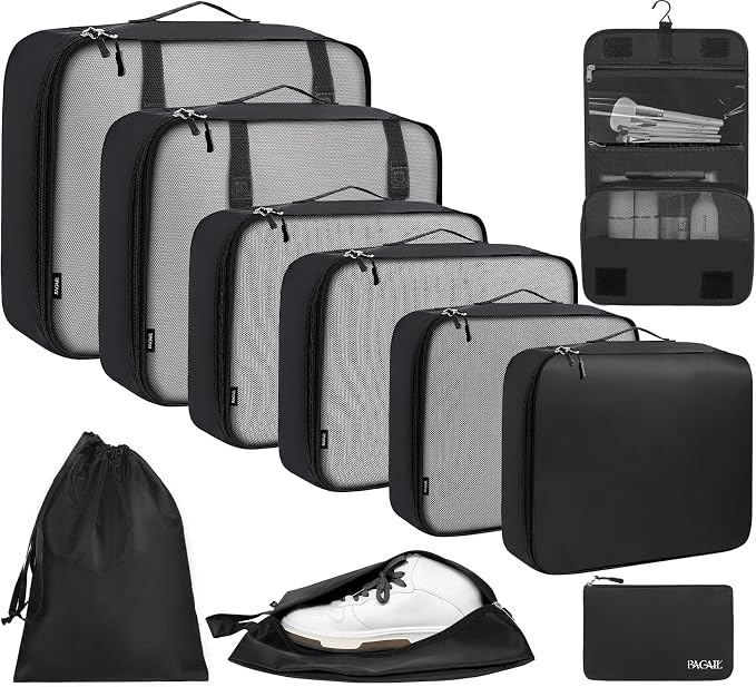 BAGAIL 6 Set/8 Set/10 Set Packing Cubes Various Sizes Packing Organizer for Travel Accessories Luggage Carry On Suitcase by BAGAIL