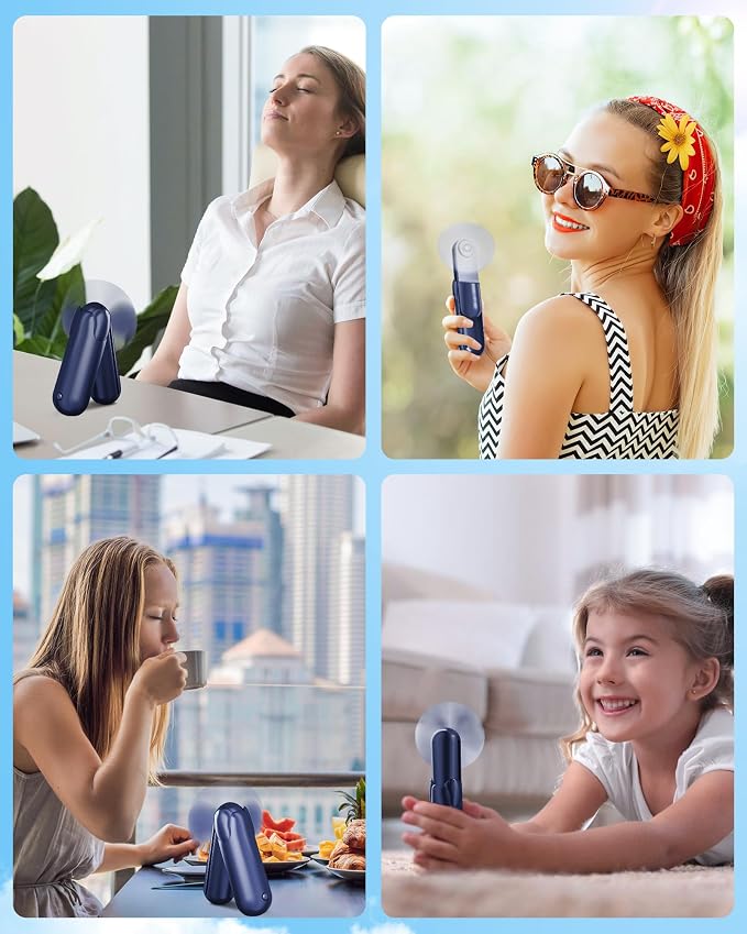 Mini Handheld Fan, Portable Hand Fan with USB Rechargeable, 2000 mAh Battery Operated, 3 Speeds Adjustable, 2 IN 1 Small Personal Pocket Fan for Women Girls Travel Outdoor - Image 7