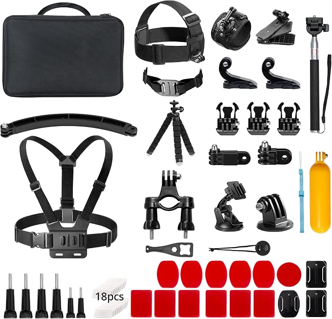 AKASO 60 in 1 Action Camera Accessories Kit | Compatible with AKASO EK7000/EK7000 Pro/Brave 4/Brave 7 LE/Brave 7/Brave 8/V50X/GoPro Hero 13 12 11 10/DJI Omso Action by AKASO