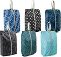 BeeGreen Shoe Organizer Shoe Bags For Travel with Zipper Closure, Shoe Storage Organizer with Handle Travel Bags, Green Blue Lightblue-Geometry, Large, Green Blue Lightblue-geometry by BeeGreen