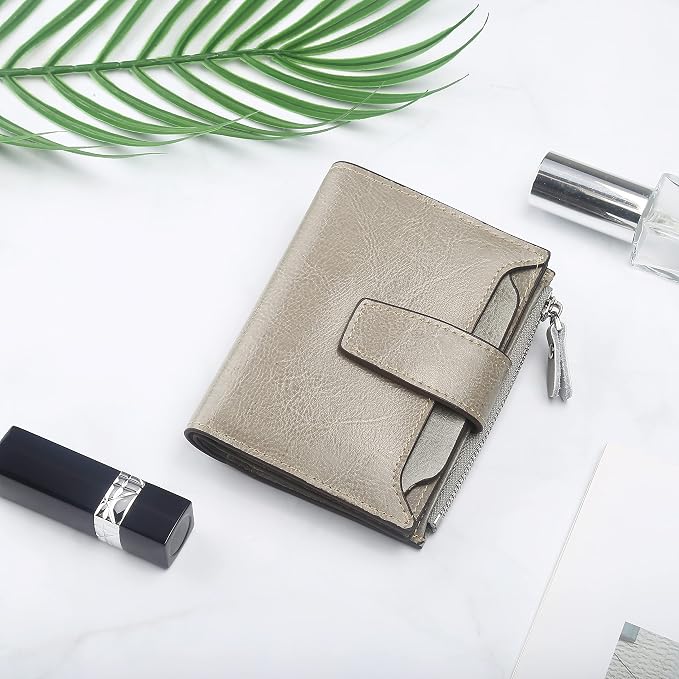 Small Compact Women Wallet RFID Blocking Genuine Leather Bifold Purse with ID Windows - Image 6